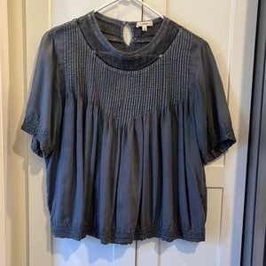 Steel blue blouse with beautiful detailing